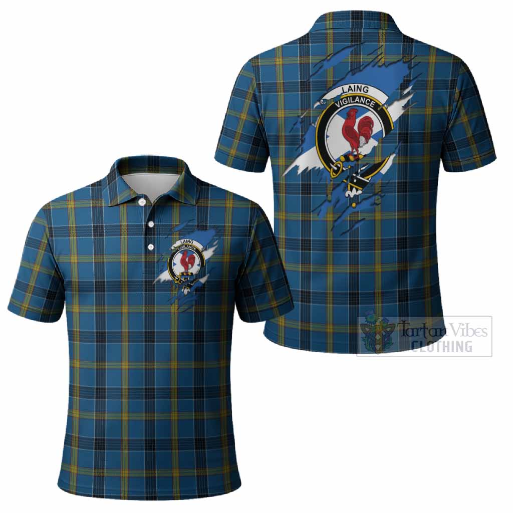 Laing Clan Crest In Me Tartan Polo Shirt Scotland Flag Style