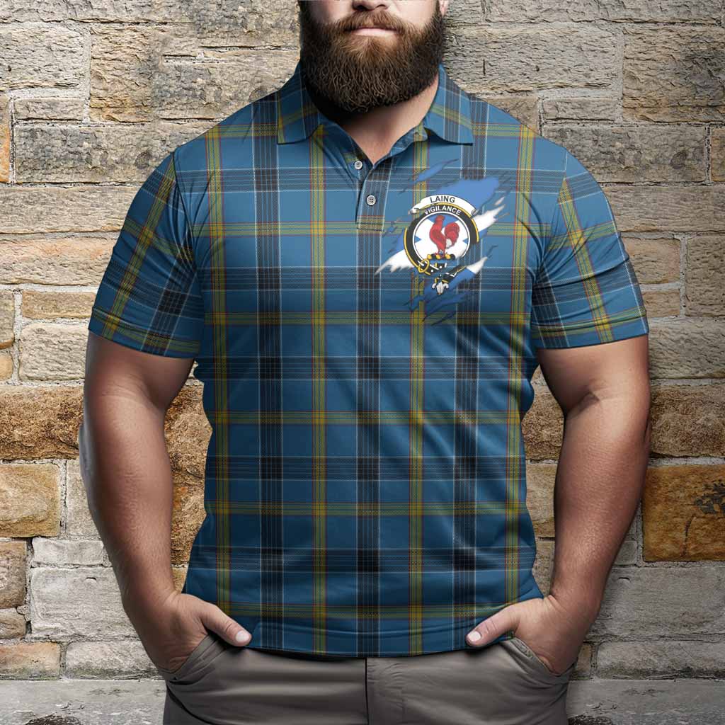 Laing Clan Crest In Me Tartan Polo Shirt Scotland Flag Style
