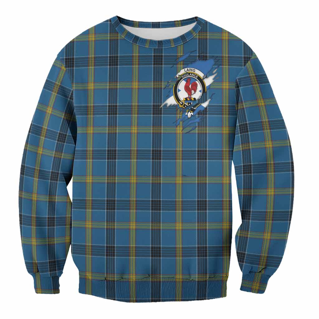 Laing Clan Crest In Me Tartan Sweatshirt Scotland Flag Style