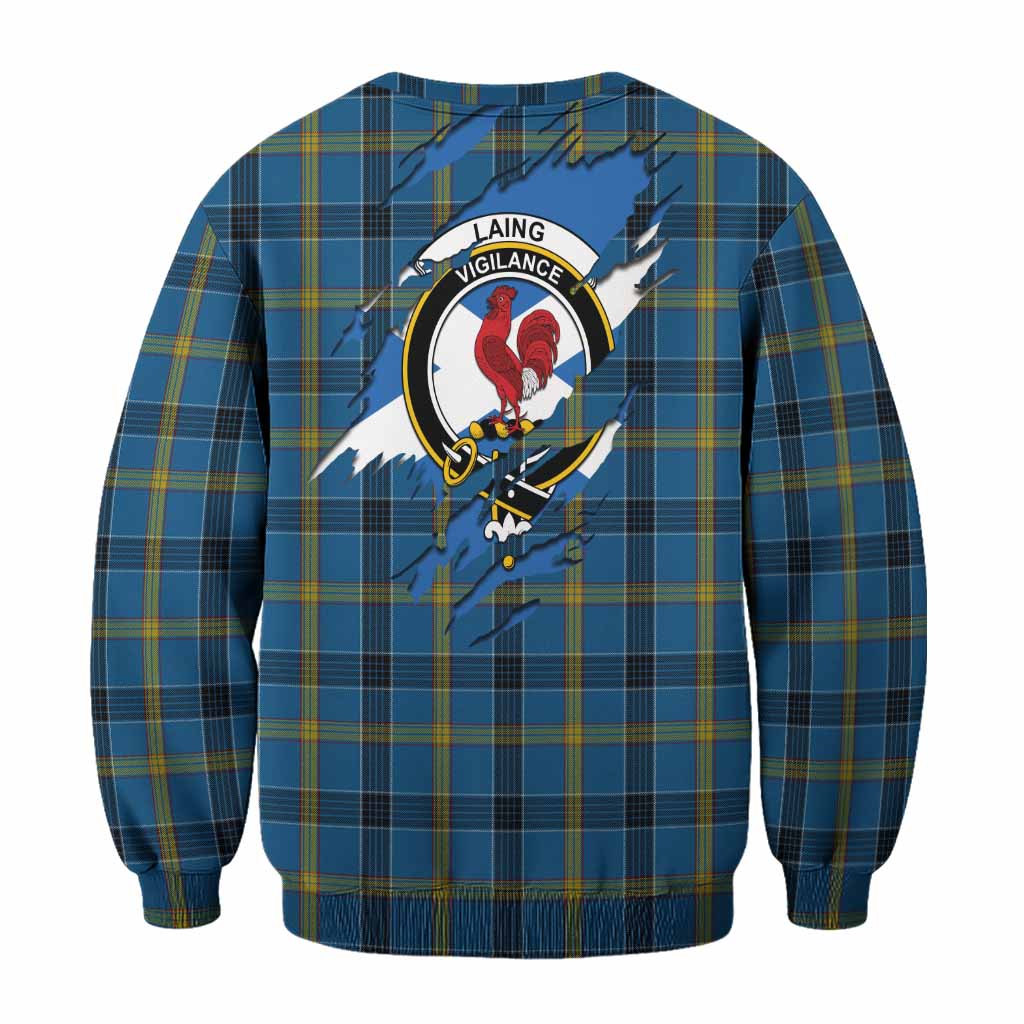Laing Clan Crest In Me Tartan Sweatshirt Scotland Flag Style