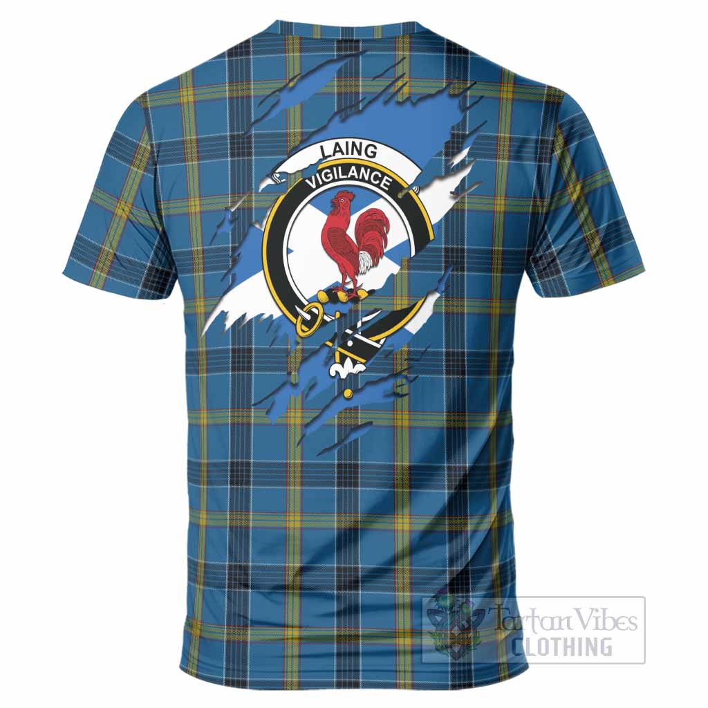 Laing Clan Crest In Me Tartan T-Shirt Scotland Flag Style