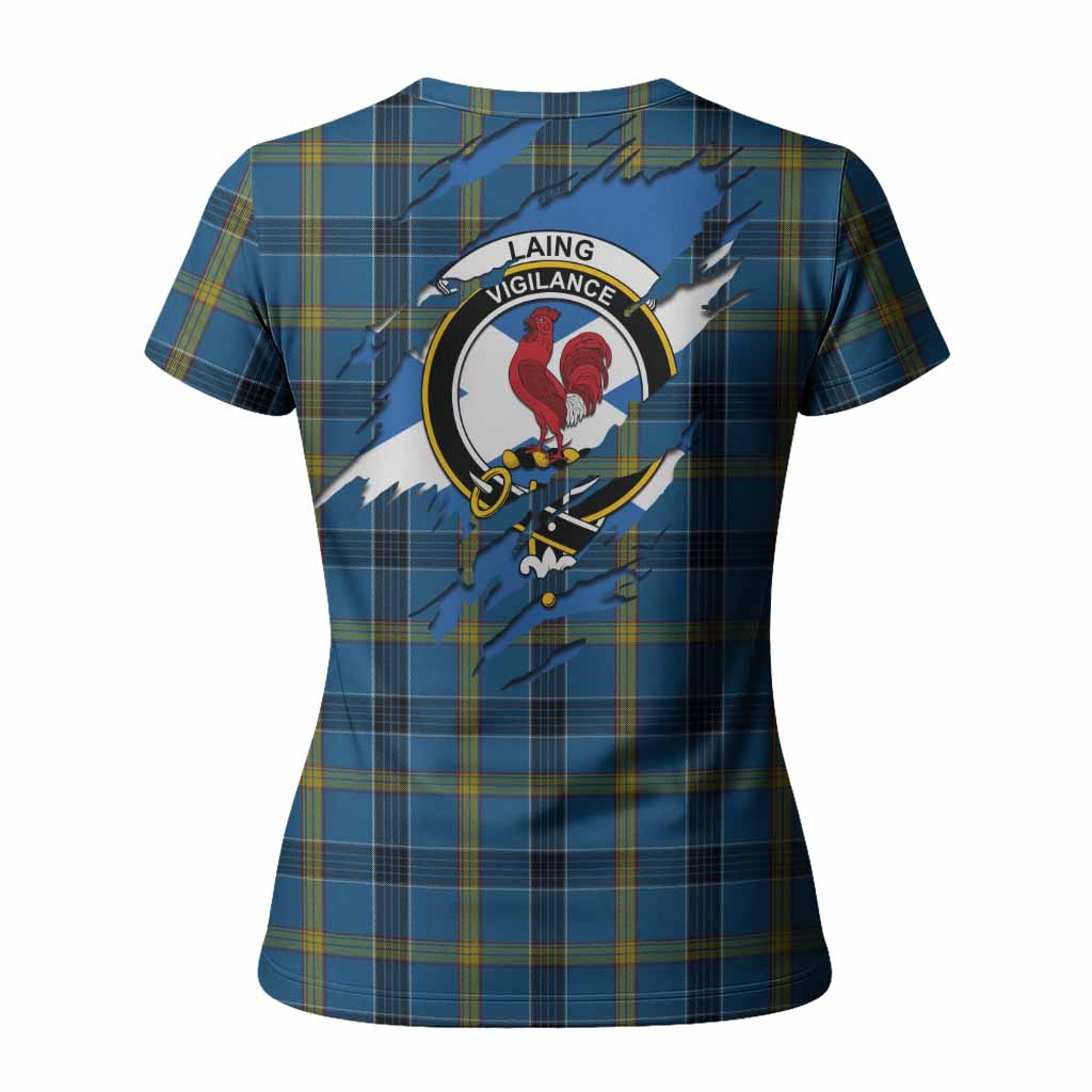 Laing Clan Crest In Me Tartan Women T shirt Scotland Flag Style