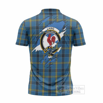 Laing Clan Crest In Me Tartan Zipper Polo Shirt Scotland Flag Style