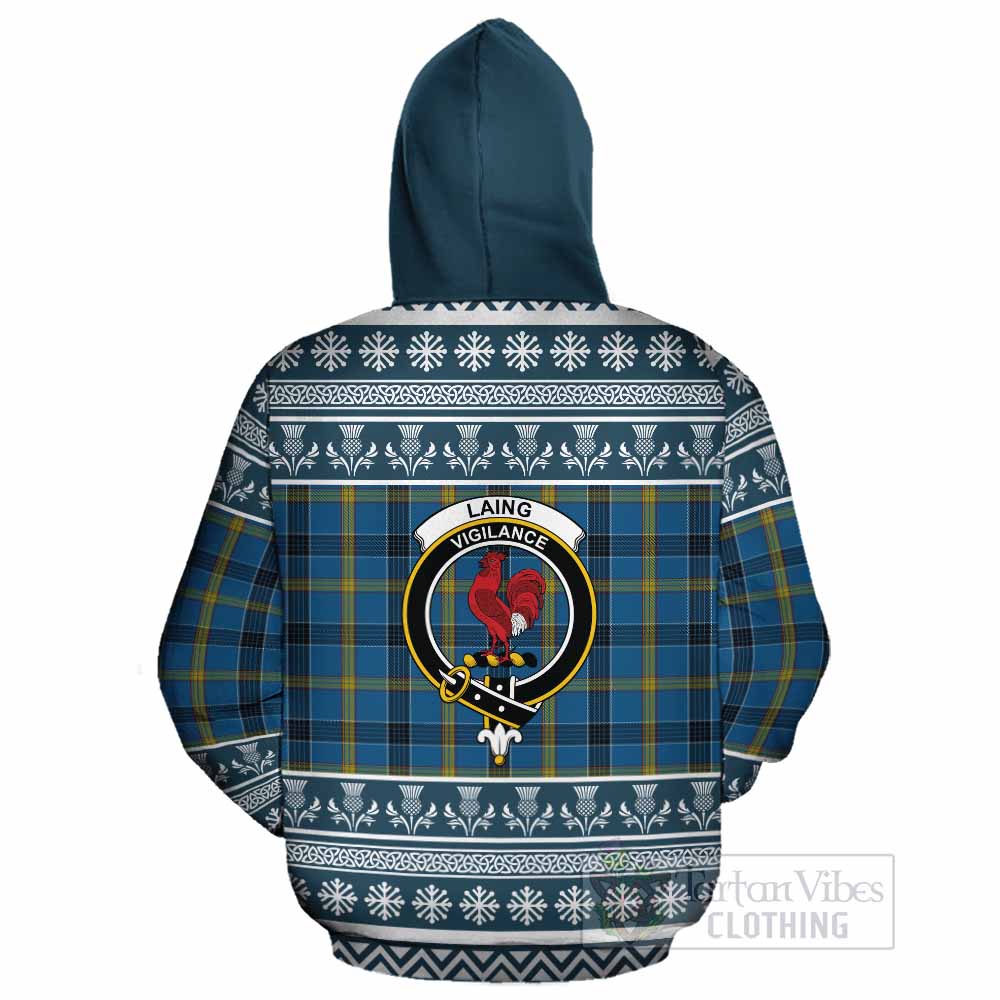 Laing Clan Tartan Christmas Cotton Hoodie with Family Crest - Tartan Vibes Clothing