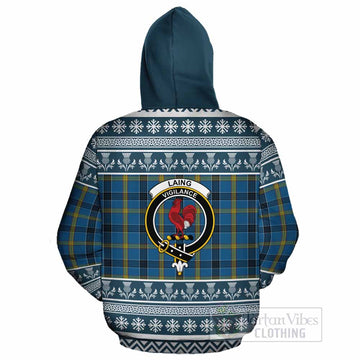 Laing Clan Tartan Christmas Cotton Hoodie with Family Crest