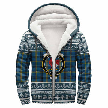 Laing Clan Tartan Christmas Fleece Hoodie with Family Crest