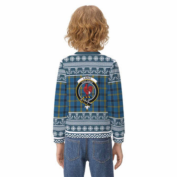 Laing Clan Tartan Christmas Kid Ugly Sweatshirt with Family Crest