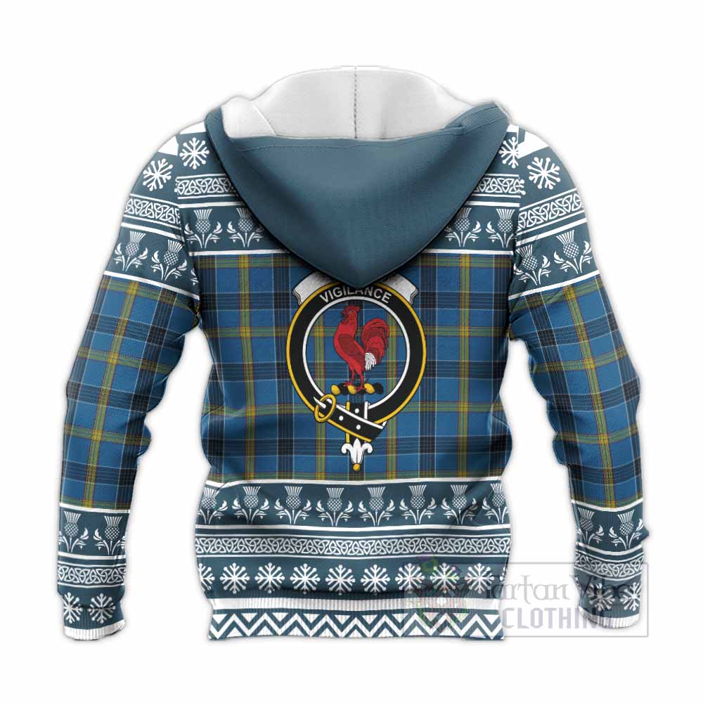 Laing Clan Tartan Christmas Knitted Hoodie with Family Crest - Tartan Vibes Clothing
