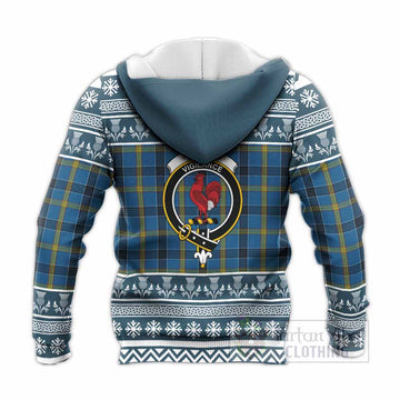 Laing Clan Tartan Christmas Knitted Hoodie with Family Crest
