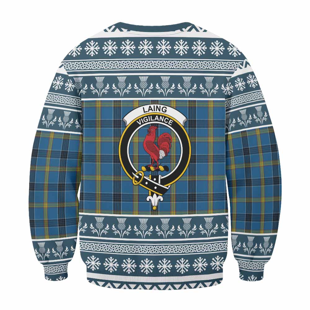 Laing Clan Tartan Christmas Sweatshirt with Family Crest - Tartan Vibes Clothing