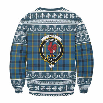 Laing Clan Tartan Christmas Sweatshirt with Family Crest