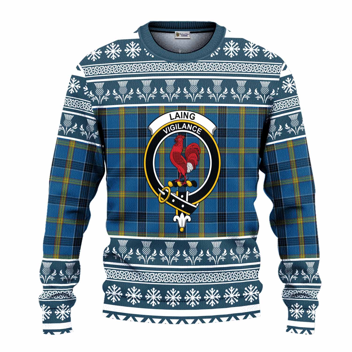 Laing Clan Tartan Christmas Ugly Sweater with Family Crest - Tartan Vibes Clothing