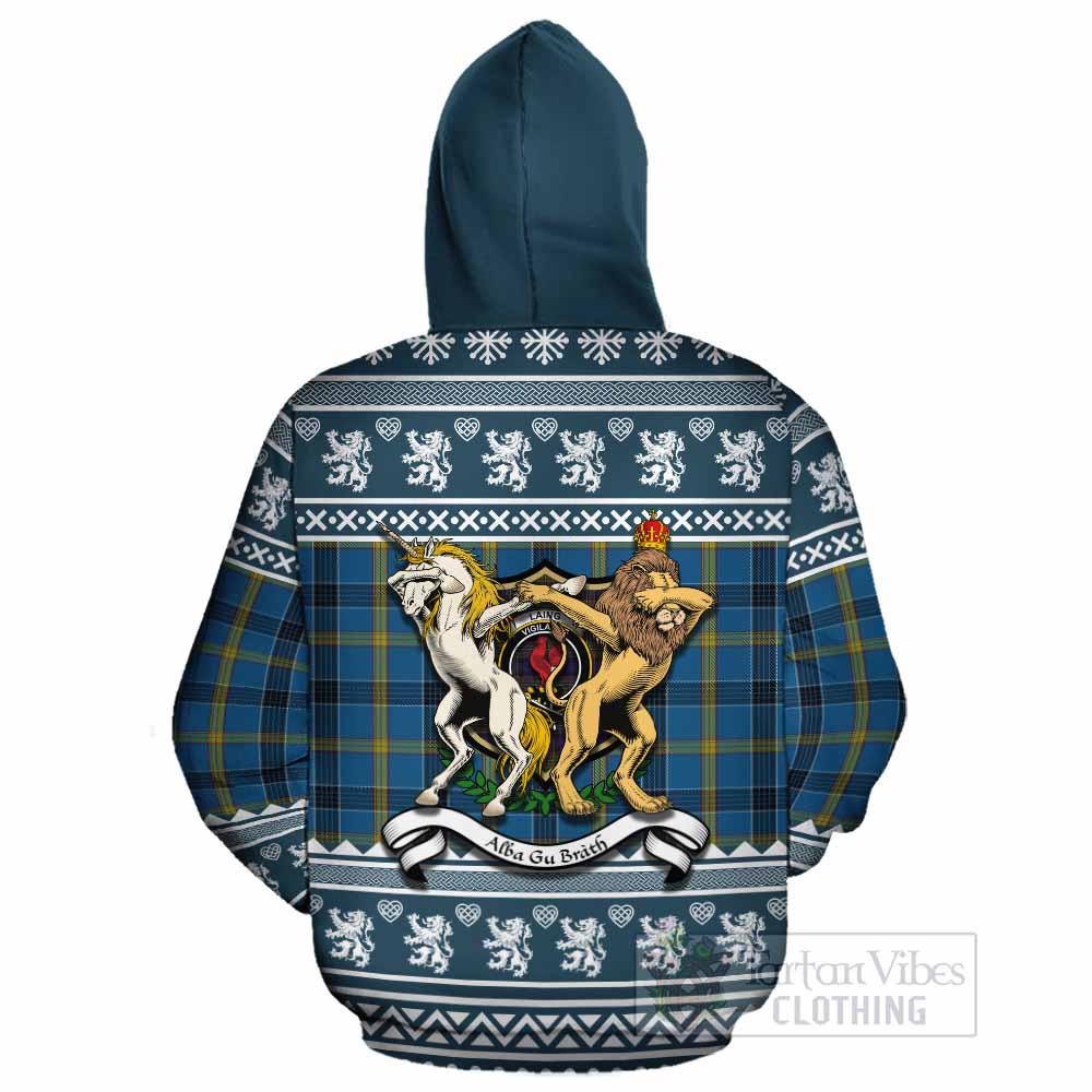 Laing Clan Tartan Crest Christmas Cotton Hoodie Coat of Arms Funny Style - Tartan Vibes Clothing