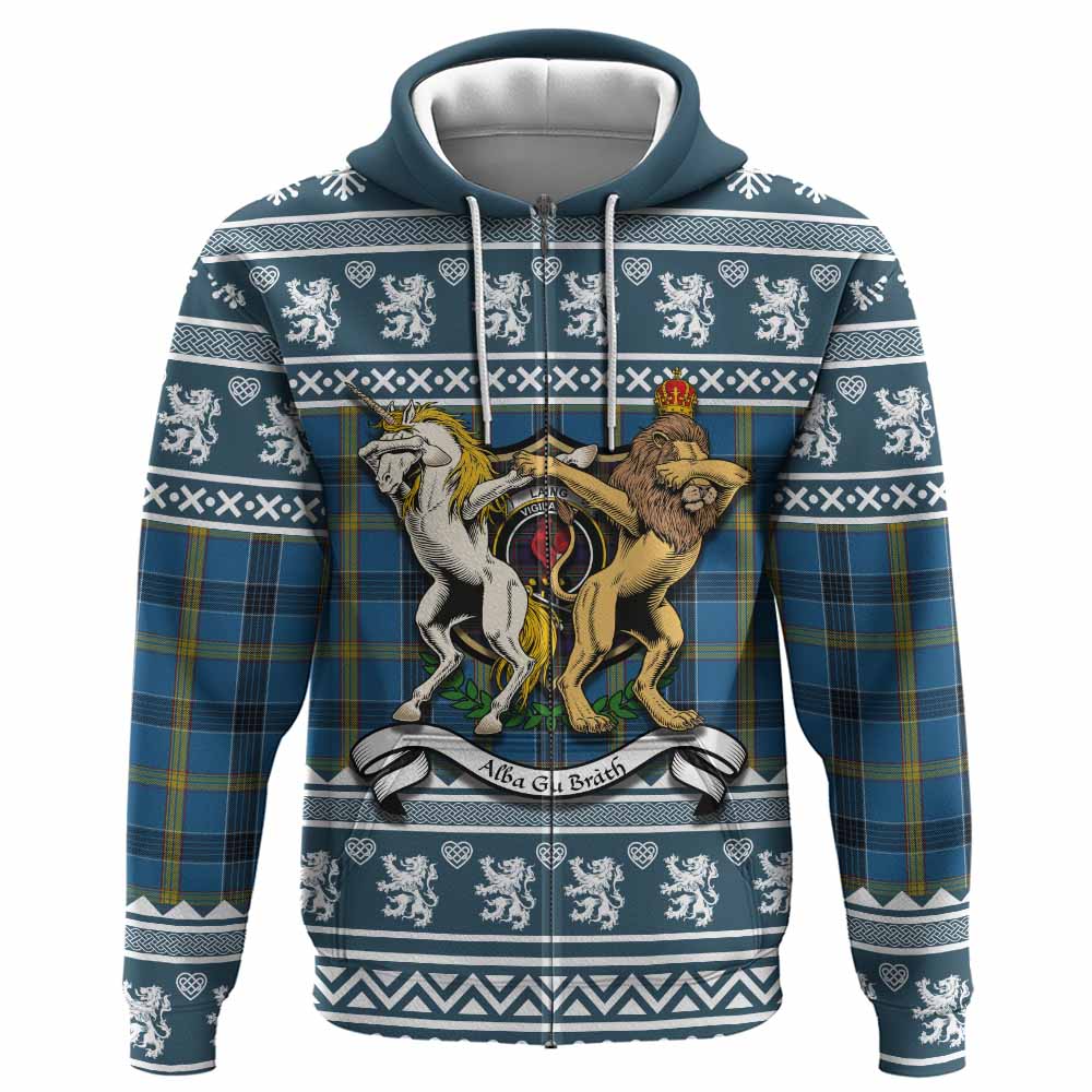 Laing Clan Tartan Crest Christmas Hoodie Coat of Arms Funny Style - Tartan Vibes Clothing