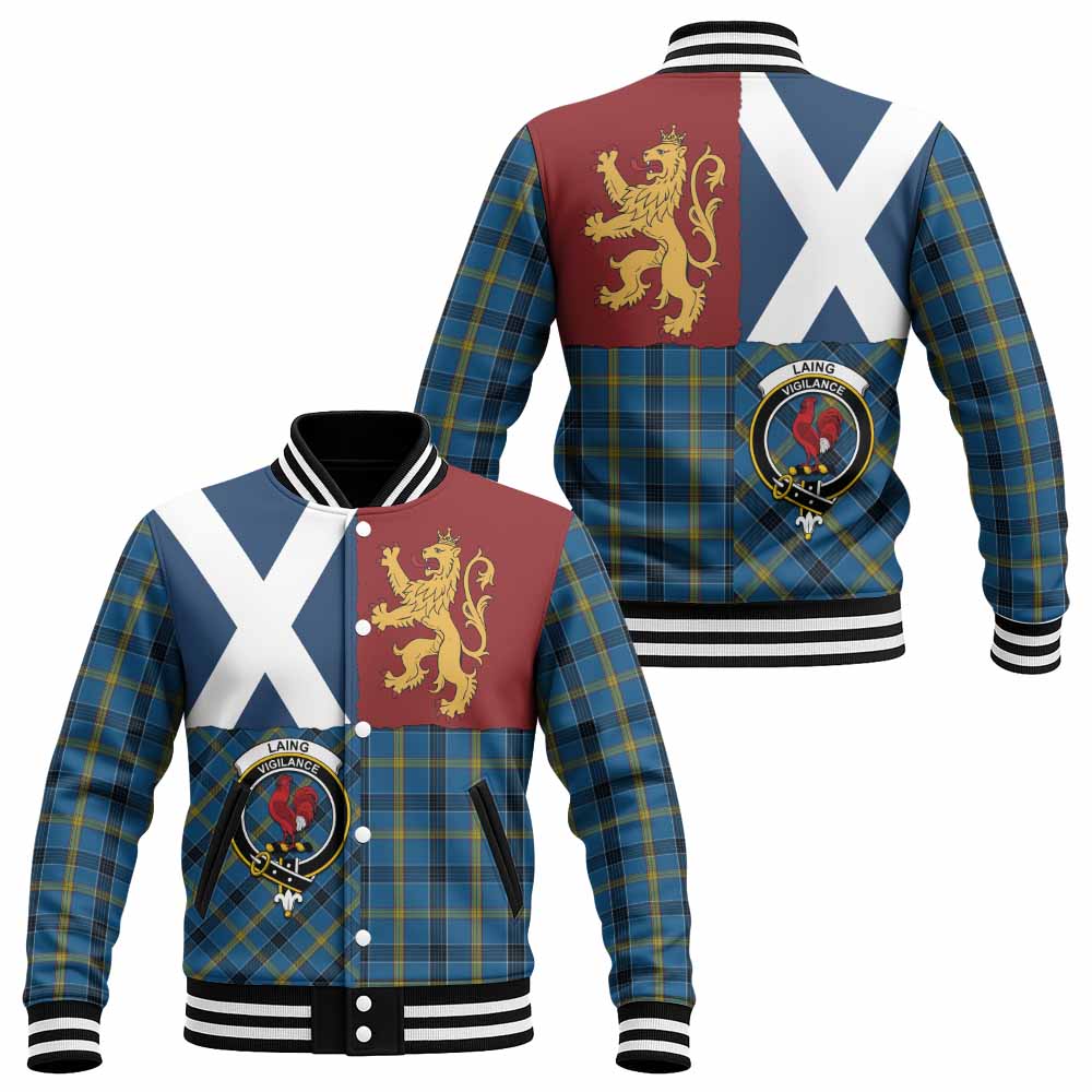 Laing Crest Tartan Baseball Jacket with Lion Rampant Saltire Style