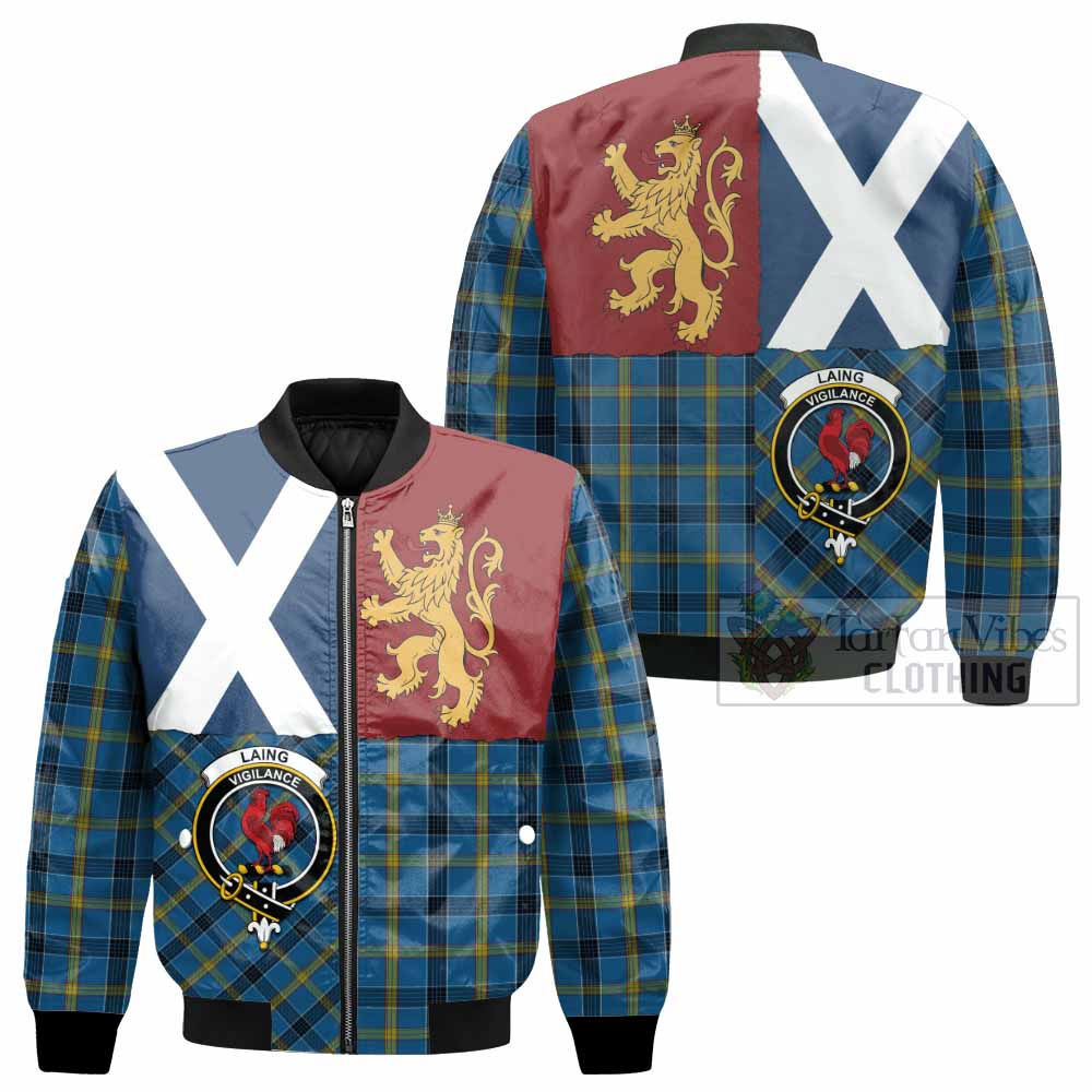 Laing Crest Tartan Bomber Jacket with Lion Rampant Saltire Style