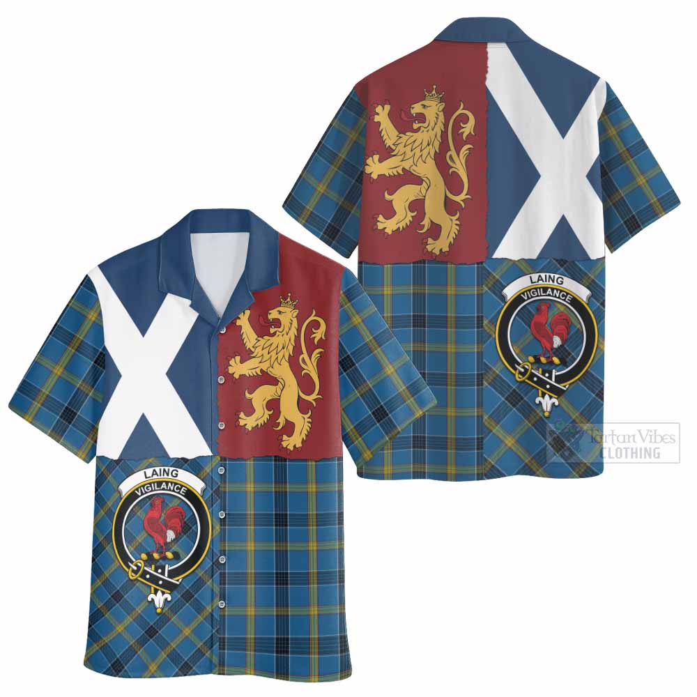 Laing Crest Tartan Hawaiian Shirt with Lion Rampant Saltire Style