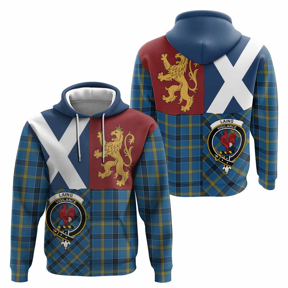 Laing Crest Tartan Hoodie with Lion Rampant Saltire Style