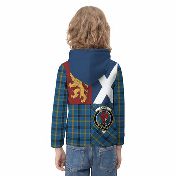 Laing Crest Tartan Kid Hoodie with Lion Rampant Saltire Style - Tartan Vibes Clothing
