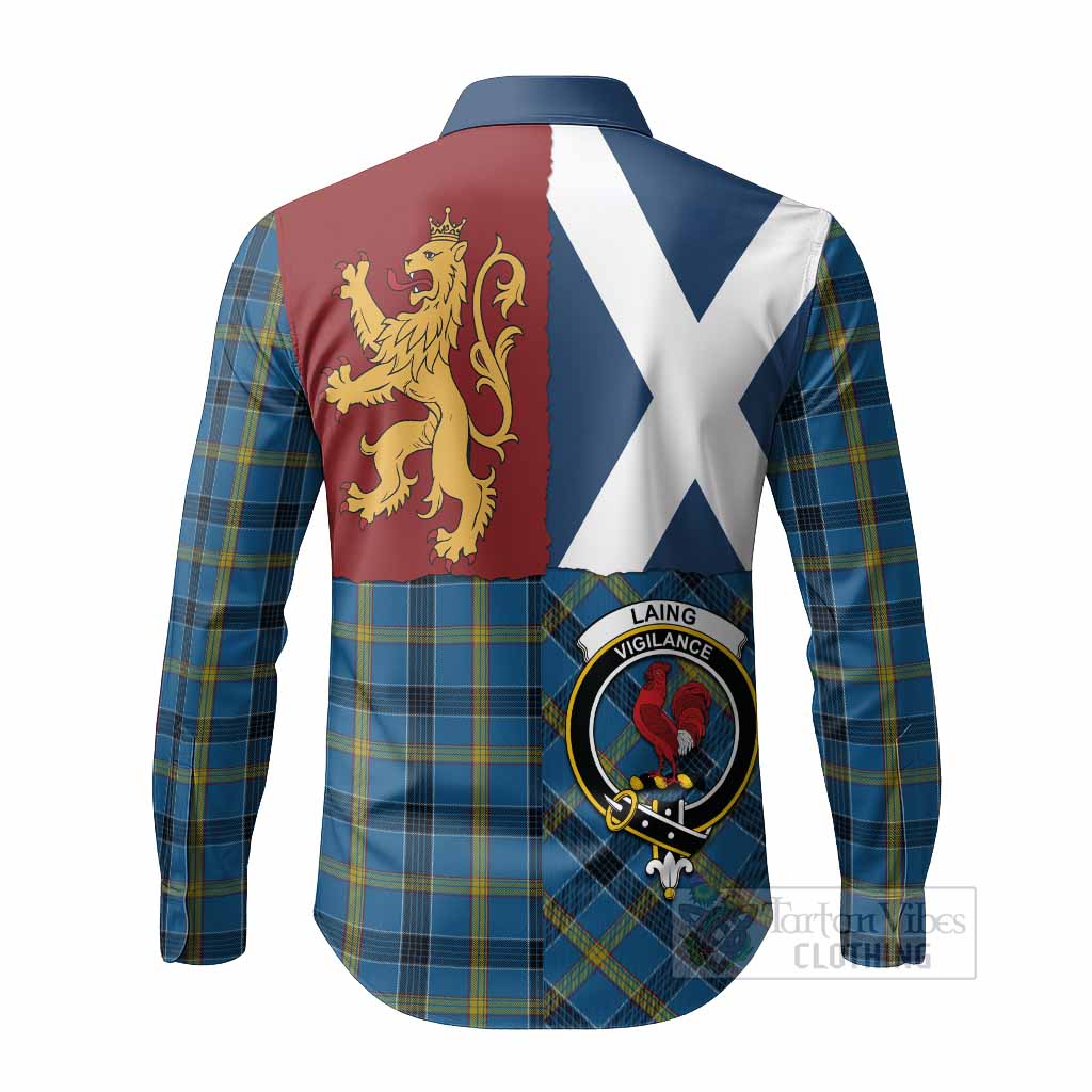 Laing Crest Tartan Long Sleeve Button Shirts with Lion Rampant Saltire Style