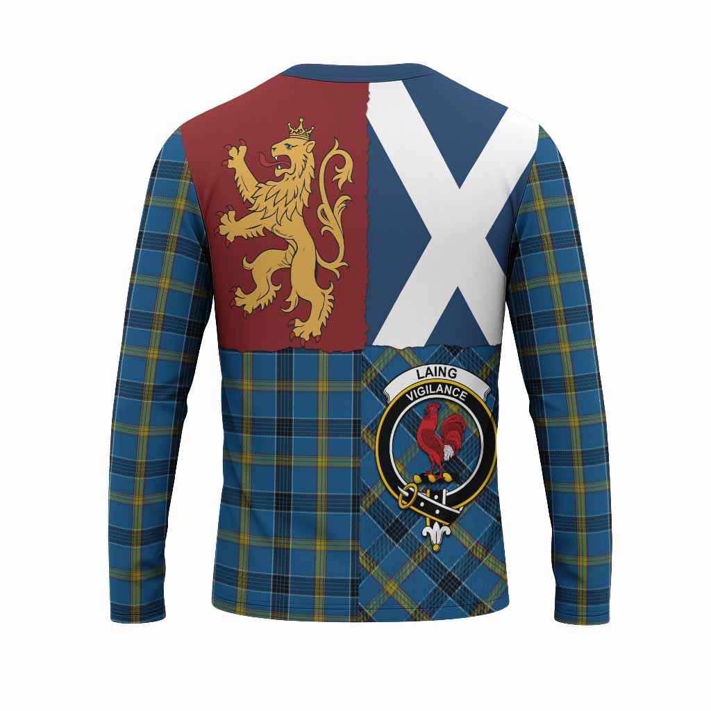 Laing Crest Tartan Long Sleeve T-Shirt with Lion Rampant Saltire Style