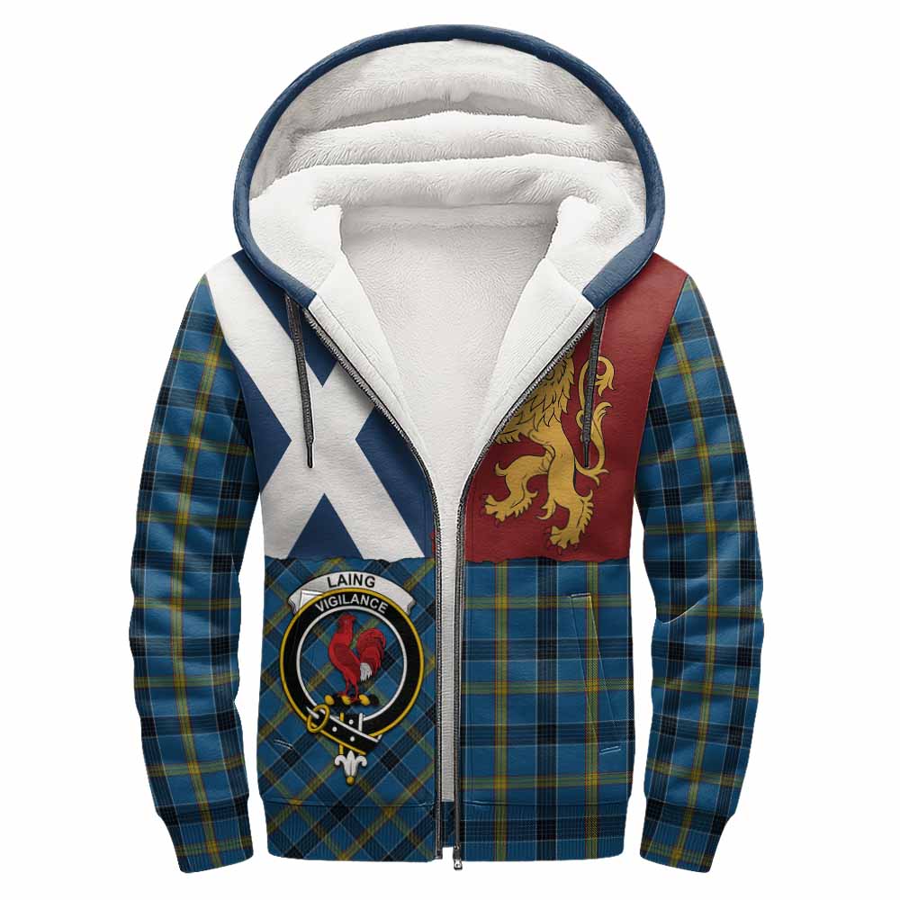 Laing Crest Tartan Sherpa Hoodie with Lion Rampant Saltire Style