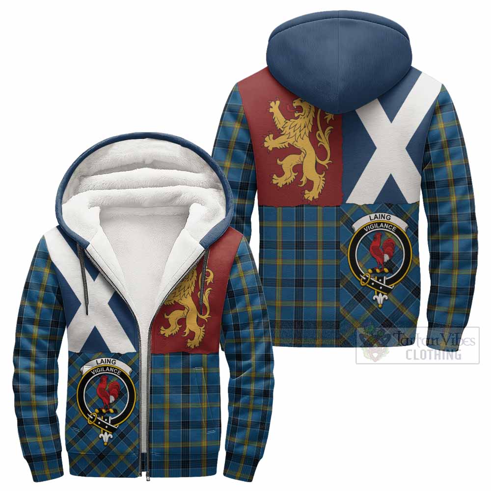 Laing Crest Tartan Sherpa Hoodie with Lion Rampant Saltire Style