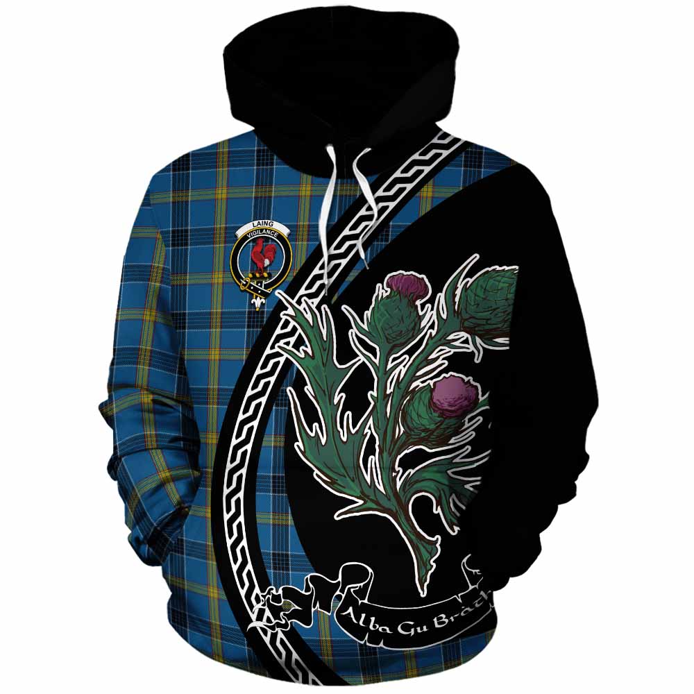 Laing Family Crest Tartan Cotton Hoodie Alba Thistle Inspired - Tartan Vibes Clothing