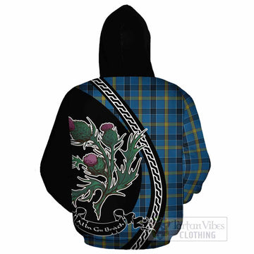 Laing Family Crest Tartan Cotton Hoodie Alba Thistle Inspired