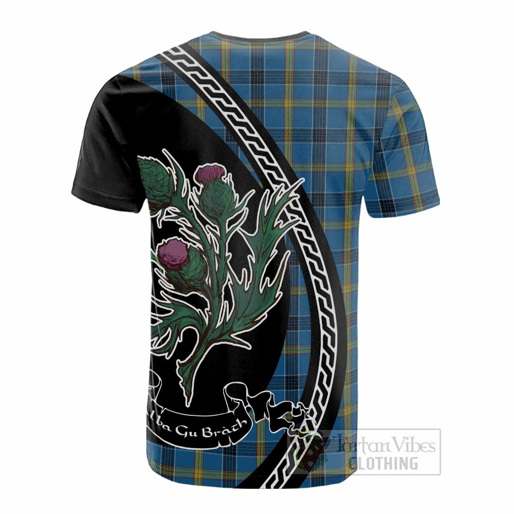 Laing Family Crest Tartan Cotton T-shirt Alba Thistle Inspired - Tartan Vibes Clothing