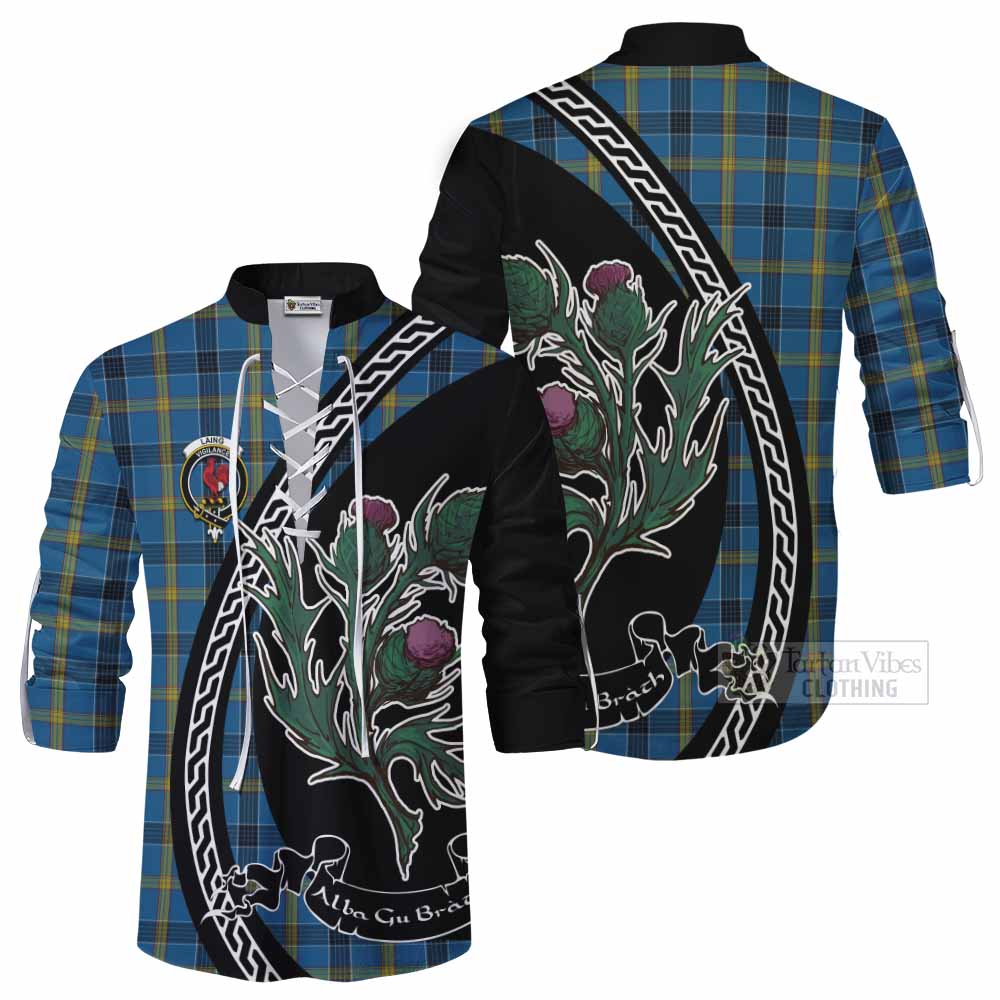 Laing Family Crest Tartan Ghillie Shirt Alba Thistle Inspired - Tartan Vibes Clothing