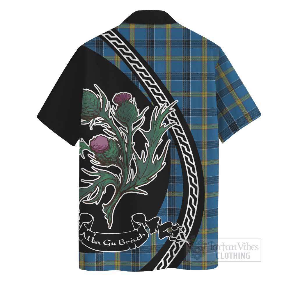 Laing Family Crest Tartan Hawaiian Shirt Alba Thistle Inspired - Tartan Vibes Clothing