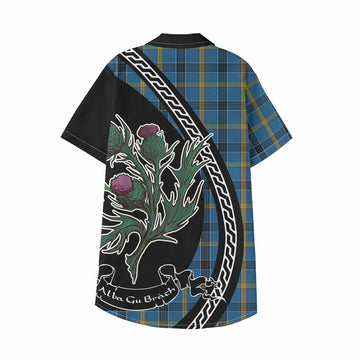 Laing Family Crest Tartan Kid Hawaiian Shirt Alba Thistle Inspired - Tartan Vibes Clothing