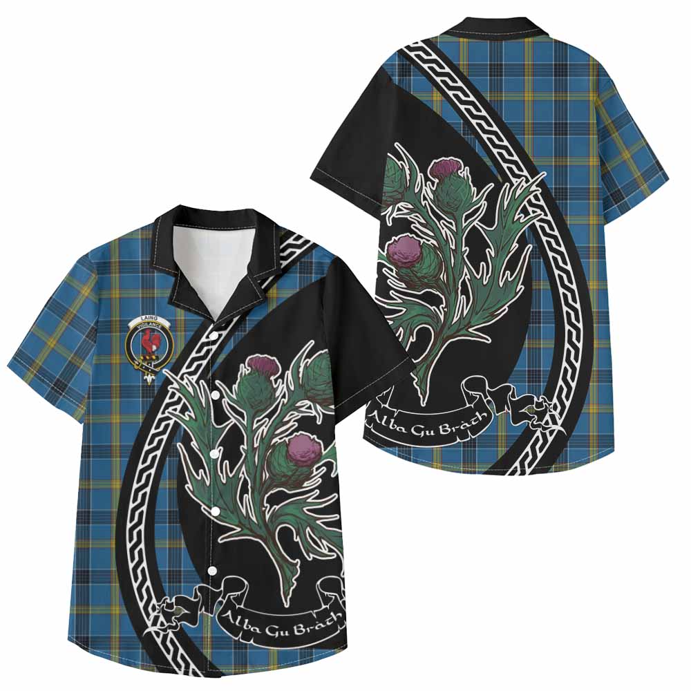 Laing Family Crest Tartan Kid Hawaiian Shirt Alba Thistle Inspired - Tartan Vibes Clothing