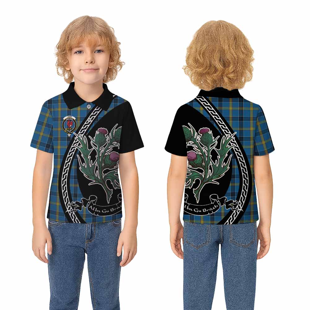 Laing Family Crest Tartan Kid Polo Shirt Alba Thistle Inspired - Tartan Vibes Clothing