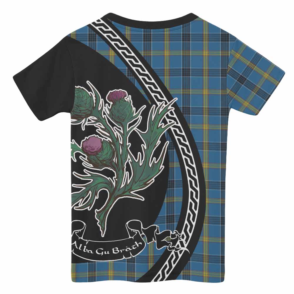 Laing Family Crest Tartan Kid T-shirt Alba Thistle Inspired - Tartan Vibes Clothing