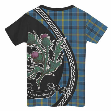 Laing Family Crest Tartan Kid T-shirt Alba Thistle Inspired - Tartan Vibes Clothing