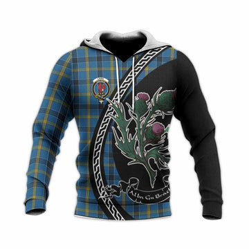 Laing Family Crest Tartan Knitted Hoodie Alba Thistle Inspired