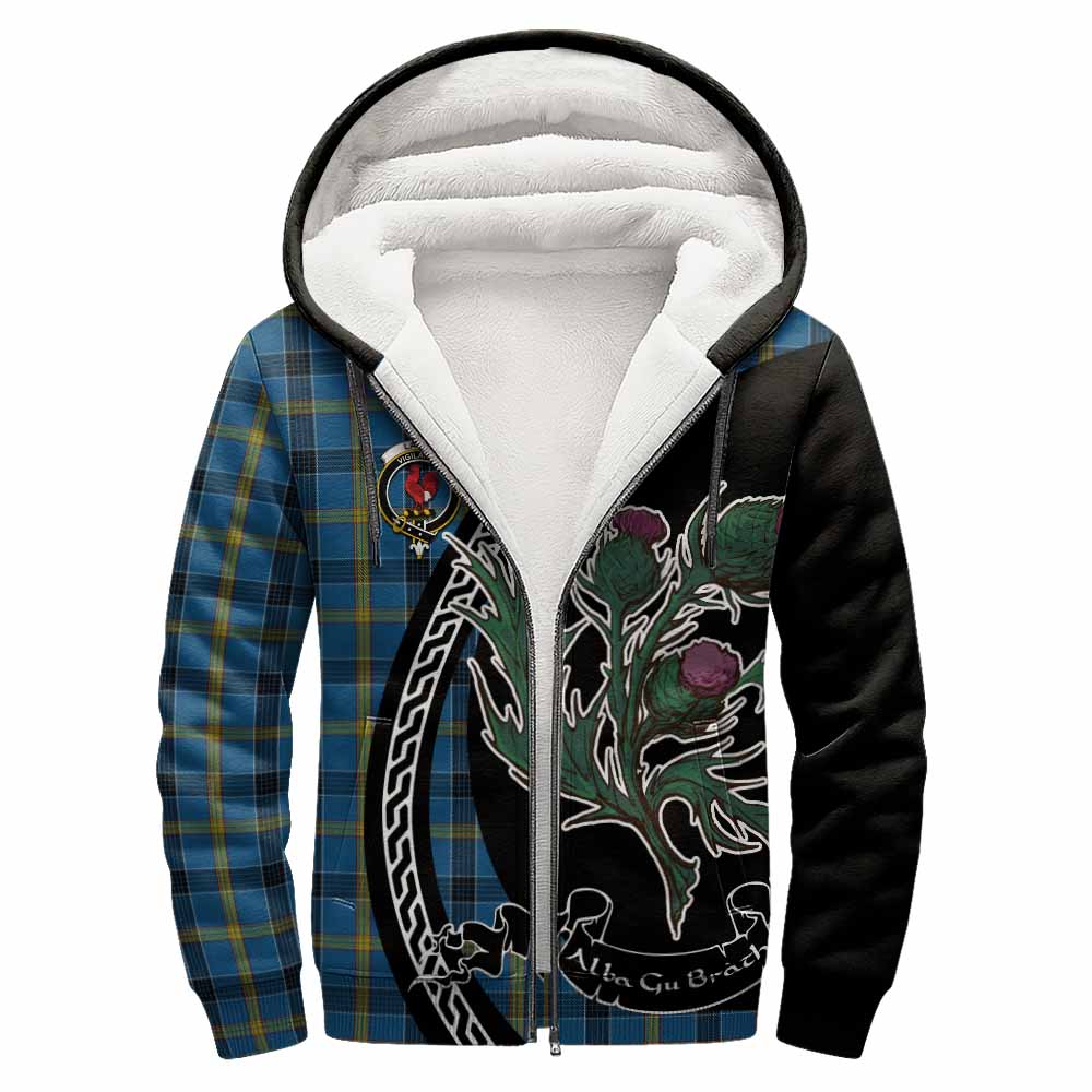 Laing Family Crest Tartan Sherpa Hoodie Alba Thistle Inspired - Tartan Vibes Clothing