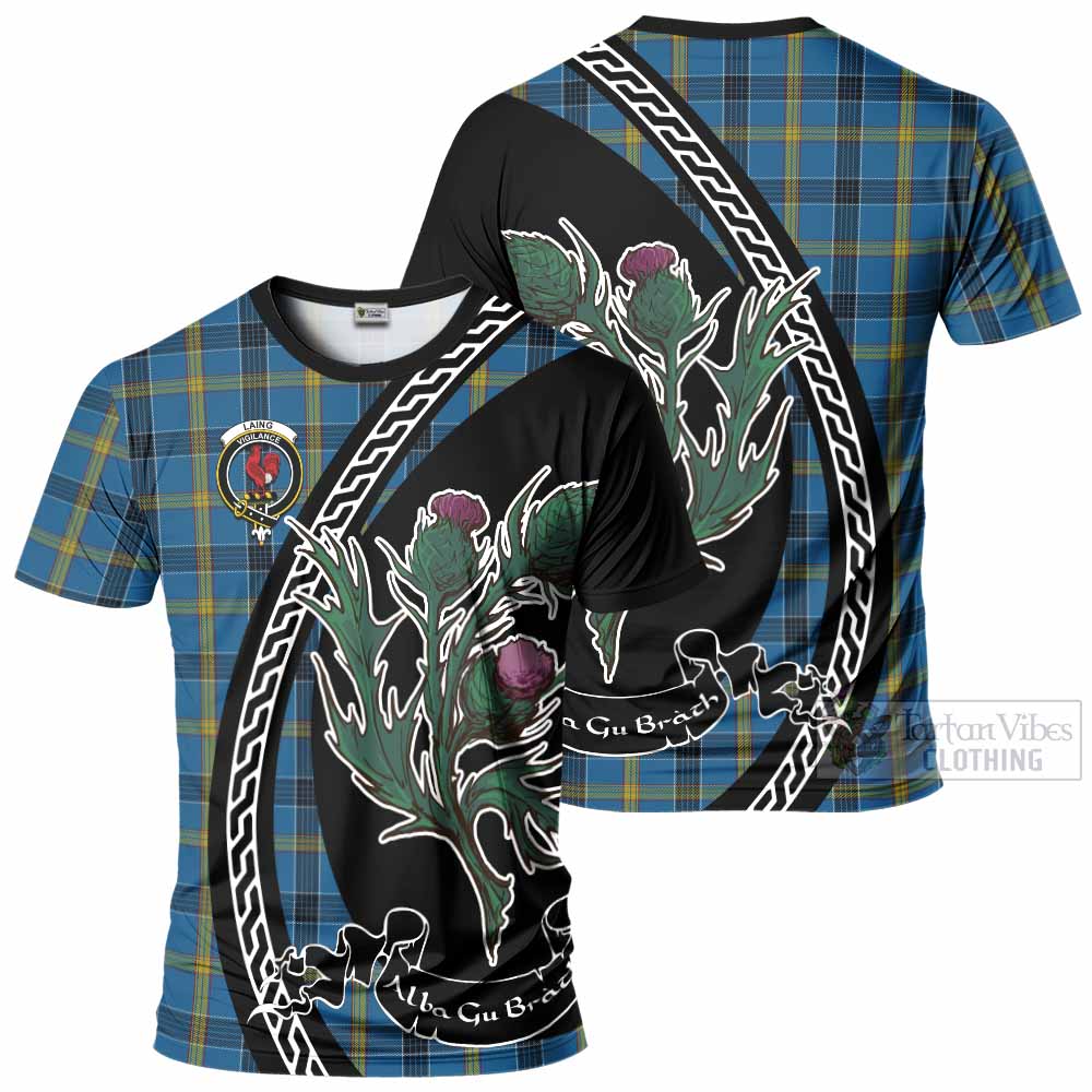 Laing Family Crest Tartan T-Shirt Alba Thistle Inspired - Tartan Vibes Clothing