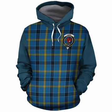 Laing Tartan Accent Cotton Hoodie with Family Crest