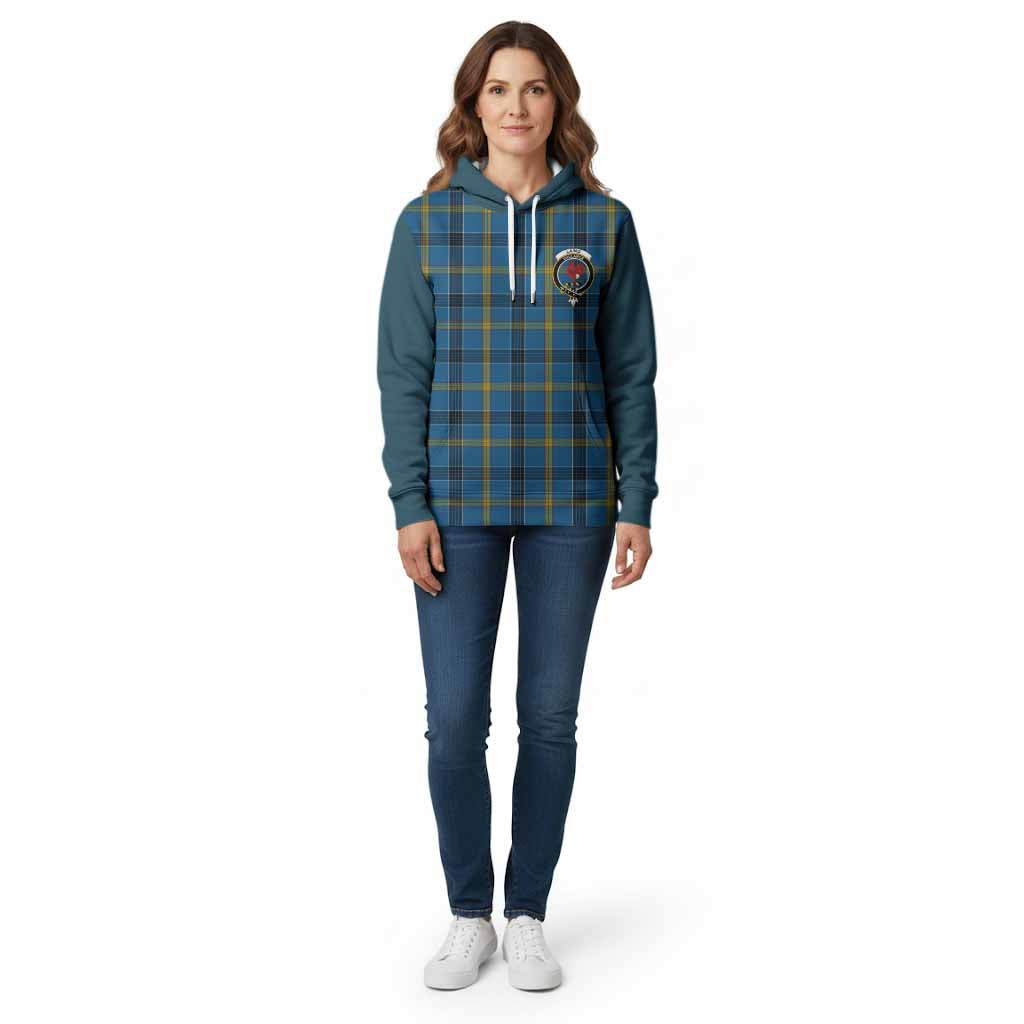 Laing Tartan Accent Cotton Hoodie with Family Crest