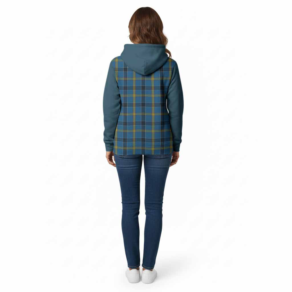 Laing Tartan Accent Cotton Hoodie with Family Crest