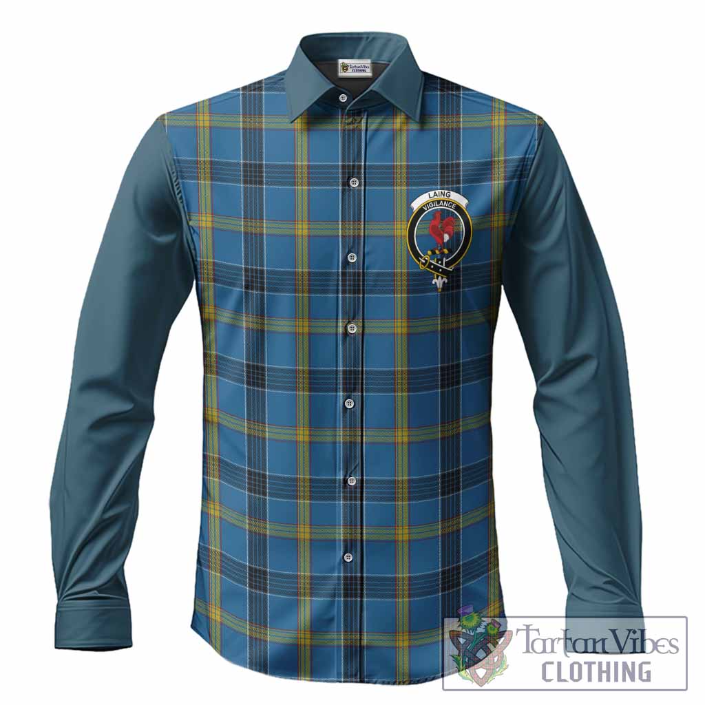 Laing Tartan Accent Long Sleeve Button Shirts with Family Crest