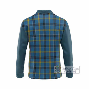 Laing Tartan Accent Long Sleeve Polo Shirt with Family Crest