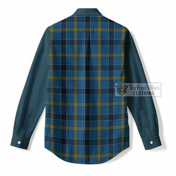 Laing Tartan Accent Women Casual Shirt with Family Crest