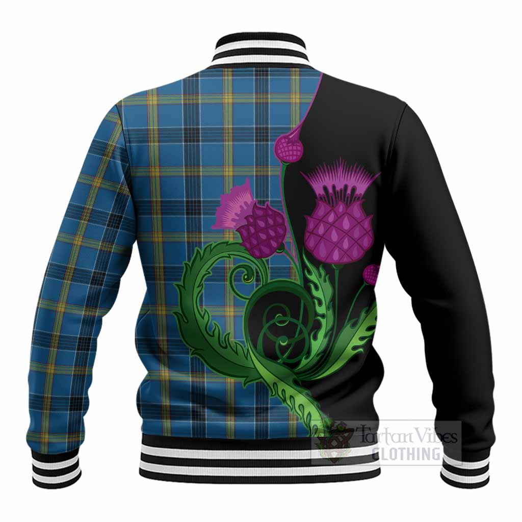 Laing Tartan Baseball Jacket Traditional Scottish Thistle