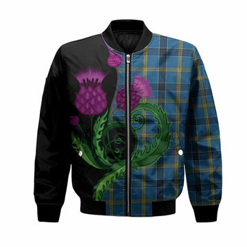 Laing Tartan Bomber Jacket Traditional Scottish Thistle