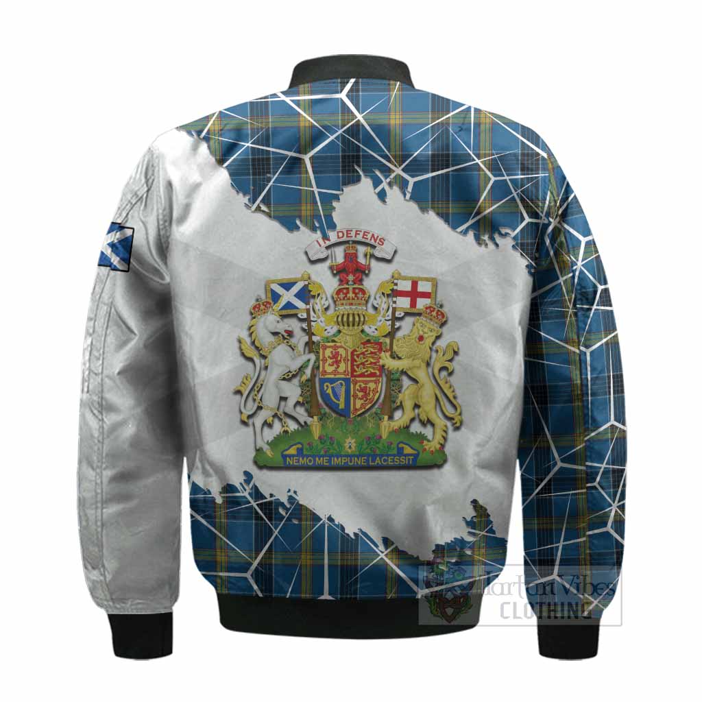 Laing Tartan Bomber Jacket with Family Crest and Lion Rampant Grunge Style