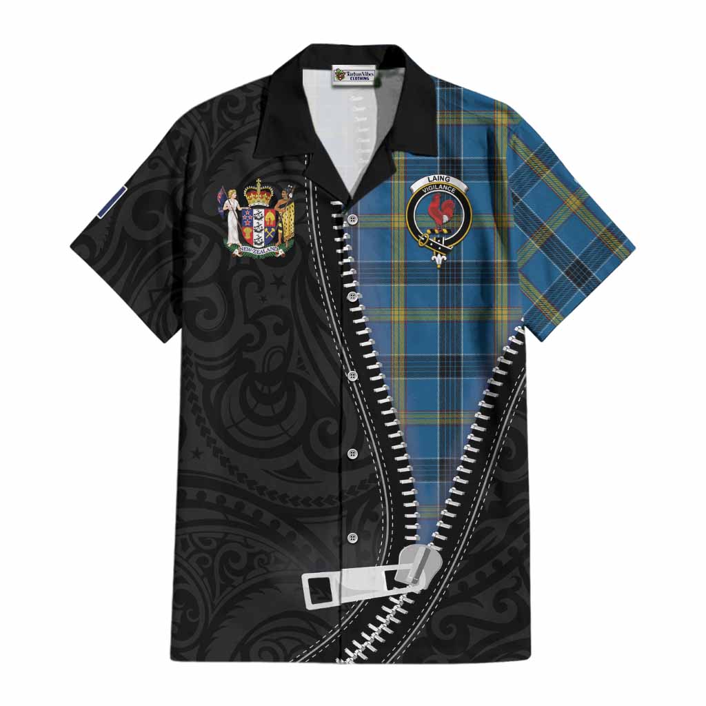 Laing Tartan Cotton Hawaiian Shirt New Zealand Pattern Unique Zipper Stylized